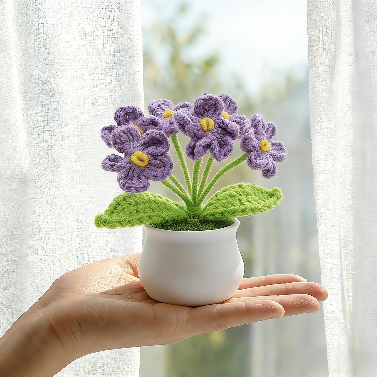 LAIDANLA Purple Crochet Forget Me Not Mini Friendship Gift for Women image 4