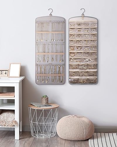 Miniatura 26 de BAGSMART Organizador colgante de joyas, soporte para collares, aretes y anillos, con 20 bolsas de joyería, rollo de almacenamiento de viaje con Negro