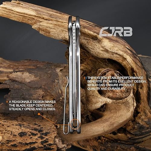 Miniatura 4 de CJRB Pyrite-Alt (J1925A) Cuchillo de bolsillo plegable con mango de acero de hoja de Wharncliffe AR-RPM9, con bloqueo de botón EDC para táctica,