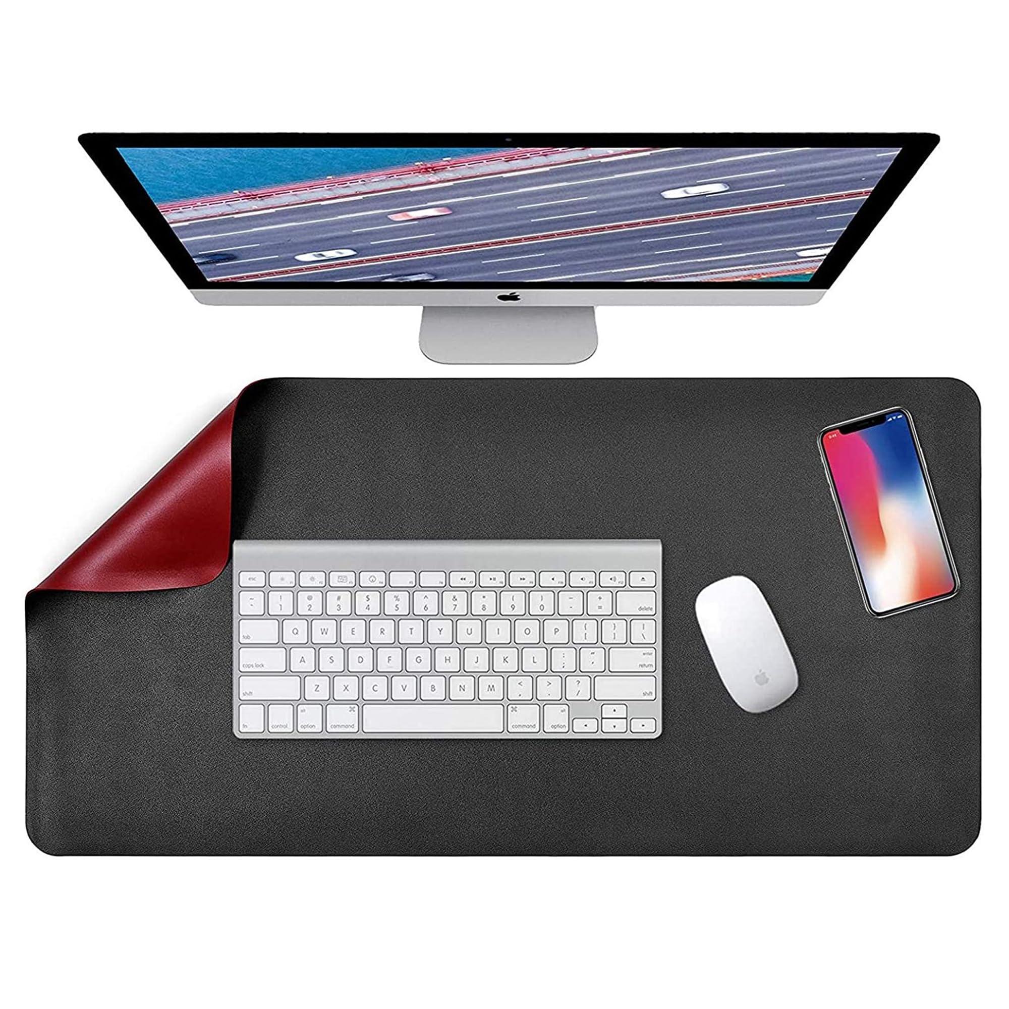 Hian Dual-Sided, Desk Mouse Pad Non Slip Mouse Mat Waterproof Protector PU Leather Desk Mat Double Sided Color use for PC Gaming Home Office (60cmx30cm Red/Black) (B0D3GS4NCP) Amazon Price History, Amazon Price Tracker