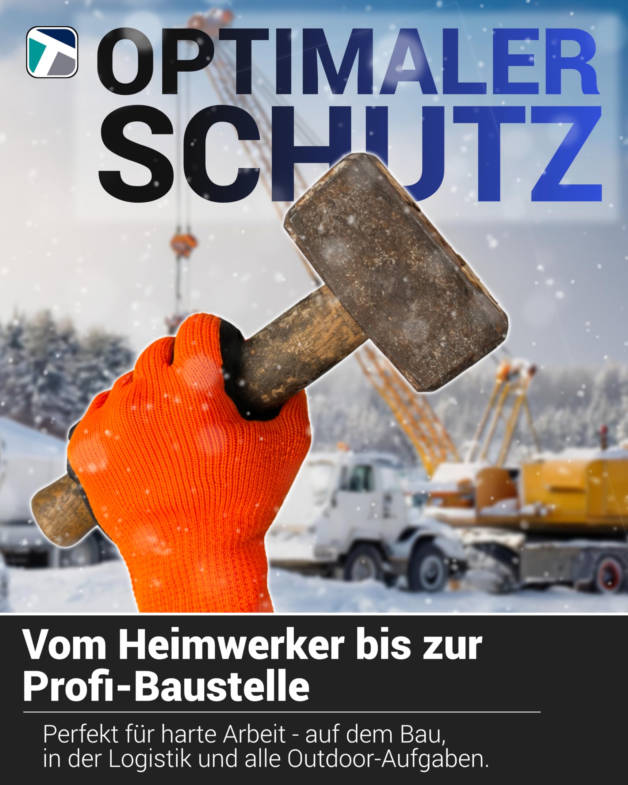 Trevendo Gants d'hiver 24 paires - gants isolants avec revêtement en latex - protection contre le froid - gants de sécurité - gants de travail - temps froid - utilisation polyvalente - taille 9