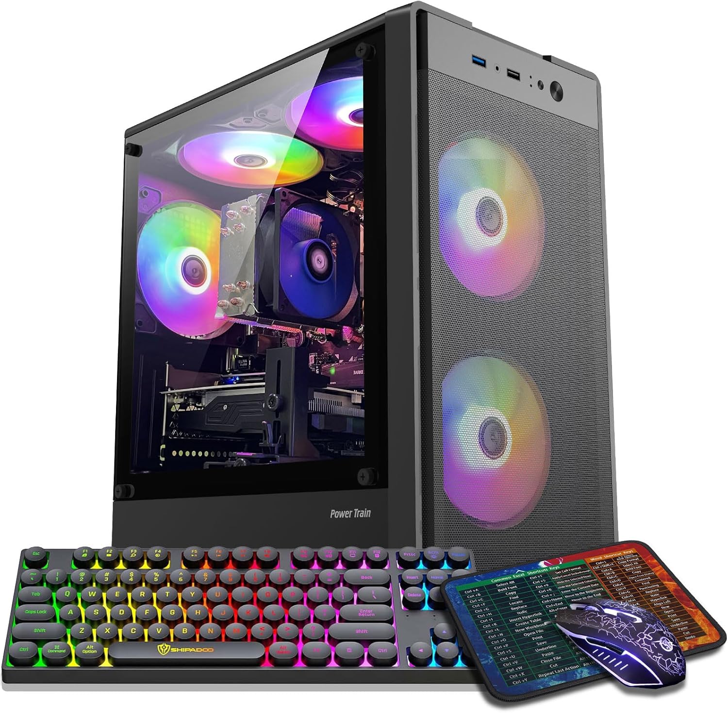 Prebuilt Gaming PC Desktop Computer,Intel Core i7 Desktop,Operating at A Frequency of 3.4-3.9 GHz,RX590 Graphics Card with 8GB GDDR5 Video Memory,16GB RAM, 512GB SSD,WiFi 5.0,RGB Fan x5