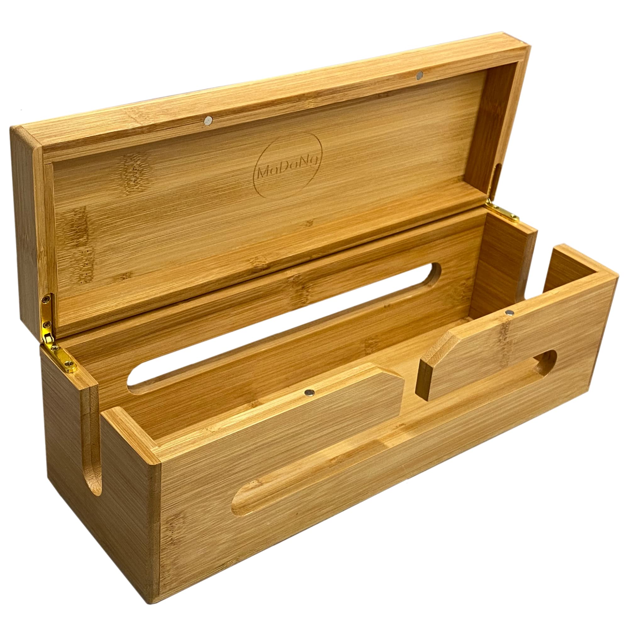MaDaNg Scatola per cavi in legno, 32 x 11 x 11 cm, scatola per la gestione dei cavi, in bambù con coperchio a cerniera, scatola multiuso in legno creativo, adatta per organizzare casa e ufficio