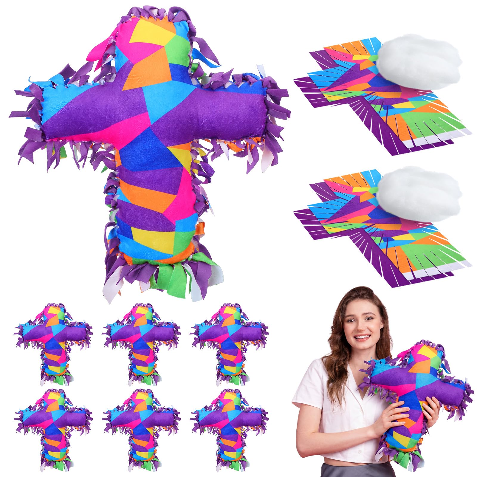 Weysat 6 Sets Religious Cross Tied Pillow Craft Kit 2026 VBS Crafts Christian DIY Pillow Gifts with PP Cotton Sunday School Decor VBS Favors Giveaways
