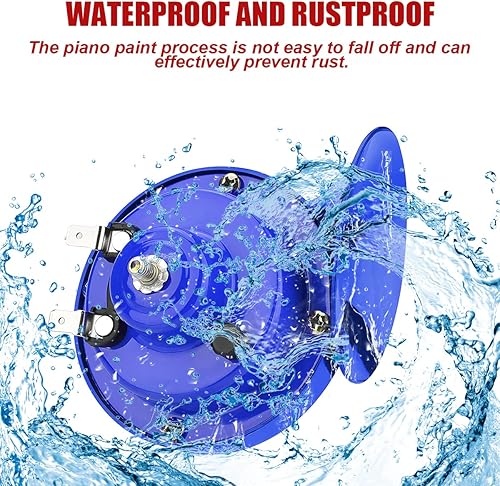 Vista 43 de 2 bocinas de tren súper fuertes de 300 dB, kit de repuesto de bocinas de aire impermeables de 12 V, bocina doble de caracol eléctrico para Rojo