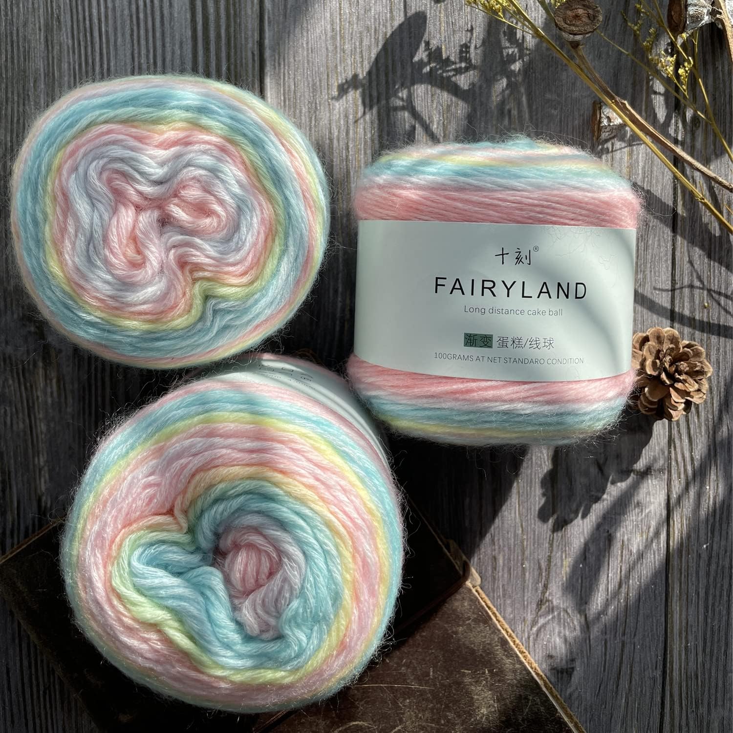 SHIKE Fairyland Gradient Color Cake Yarn,Multicolor Self Striping Ombre Yarn for Knitting or Crocheting,4x100g 60% Cotton 30% Acrylic 10% Wool,for Scarves,Shawls,Hats,Blankets (53, 1 Pack)