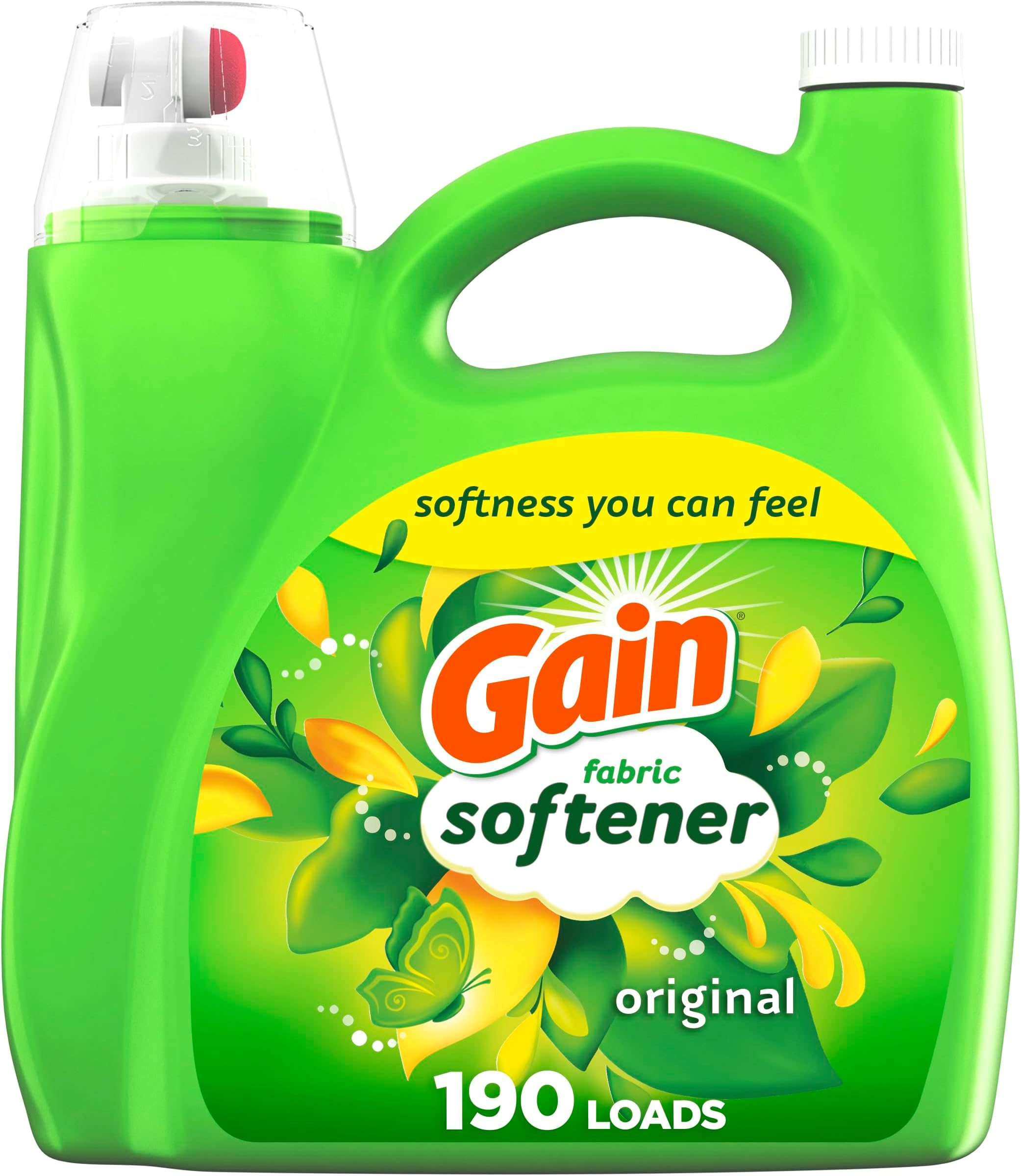 Gain Liquid Fabric Softener, Original Scent, 140 FL OZ, 190 Loads, Liquid Fabric Softener For Soft, Fresh Laundry