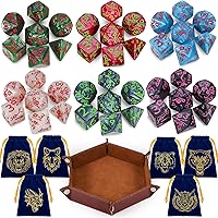 Vista 9 de CiaraQ Juego de dados poliédricos – Dados de juego de rol DND para juegos de mesa RPG de Dungeons and Dragons, multicolor, 42 piezas