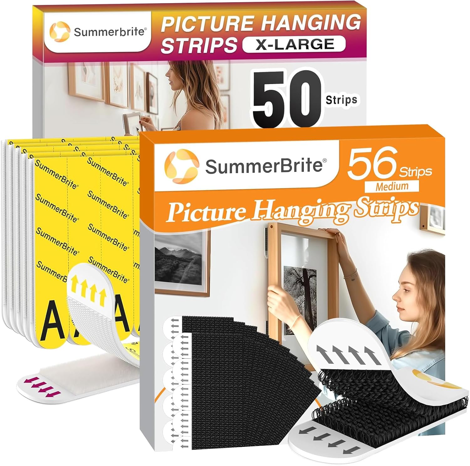 Picture Hanging Strips Heavy Duty 28 Pairs with 25 Pairs A+B Hook and