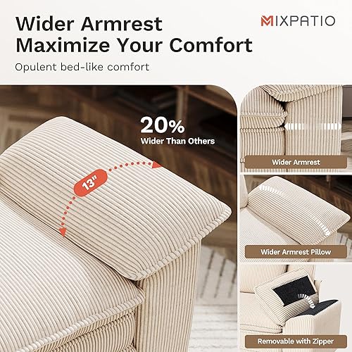 Miniatura 3 de Cloud Couch - Juego de sofá seccional de felpa de 24.4 pulgadas de profundidad, 7 asientos con pana aterciopelada y brazos extraíbles para sala