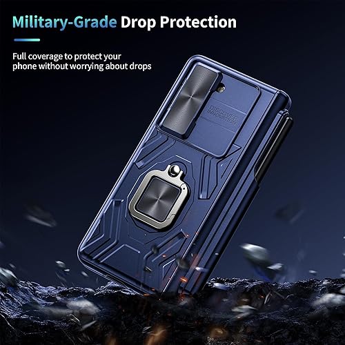 Miniatura 6 de WSKEN Funda para Samsung Galaxy Z Fold 5 con soporte para S Pen protección de bisagra cubierta de cámara deslizante soporte magnético de anillo de