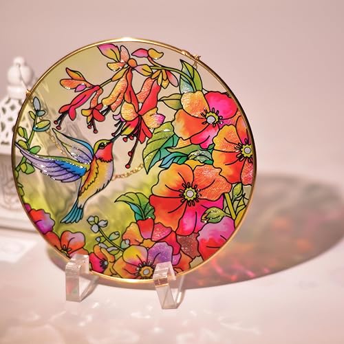 Colgador de vitrales para colgar, colibríes y mariposas para ventana, 100% real, adorno colorido de vidrieras de EE. UU., adorno colorido para