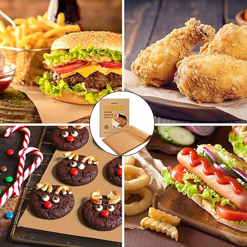 Miniatura 7 de 200 hojas de papel pergamino, 12 x 16 pulgadas, desechables para freidora de aire, papel pergamino precortado antiadherente para hornear, papeles de