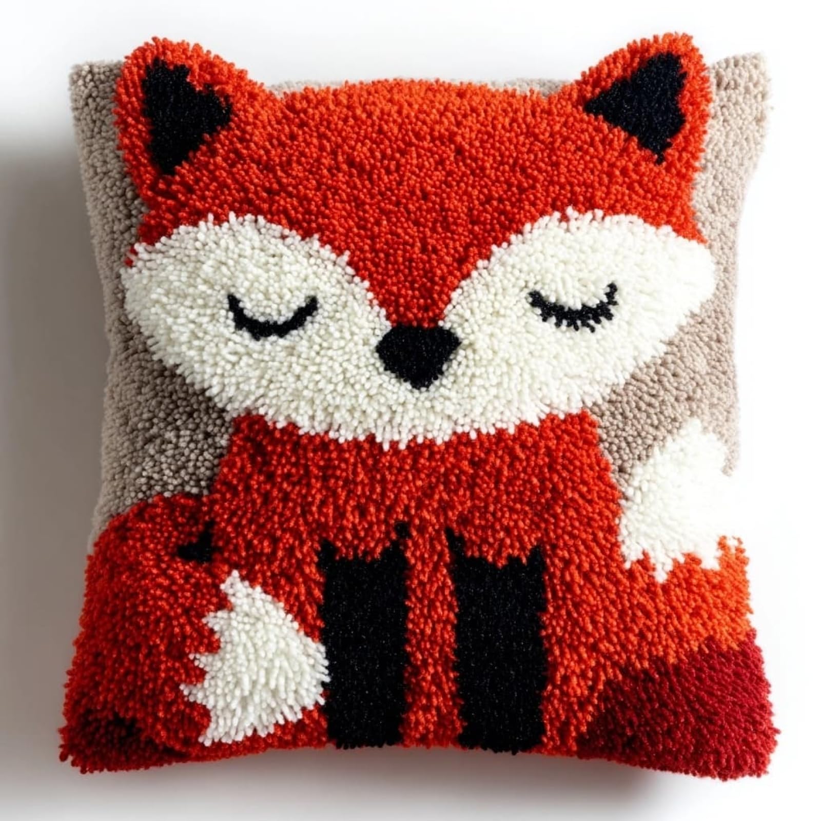 WallustrioaW Latch Hook Cushion Kits 17x17in,Cute Fox