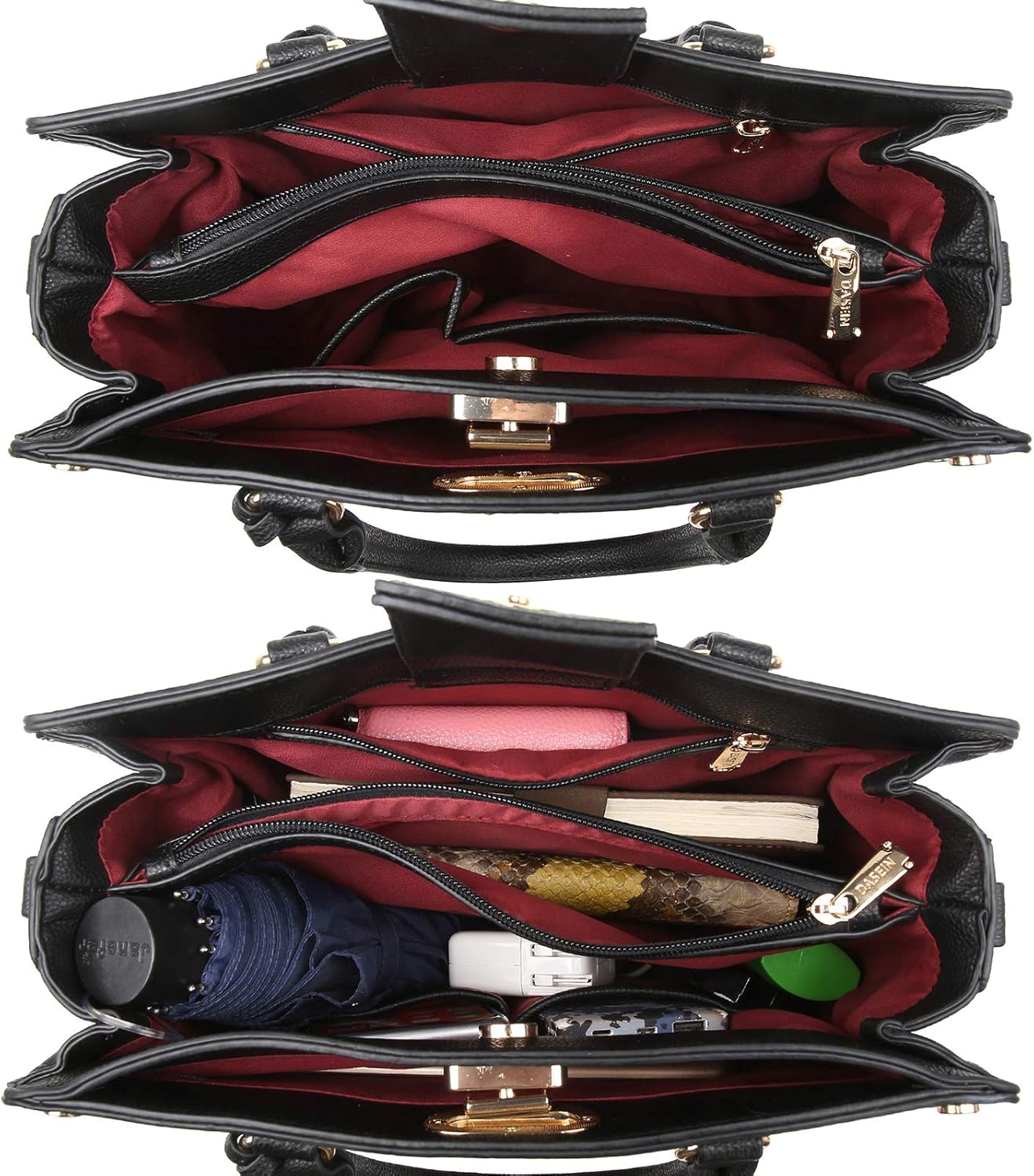 Dasein Women Medium Satchel Handbag Work Tote Shoulder Bag Top Handle Purse with Matching Clutch 2pcs Set - Image 5