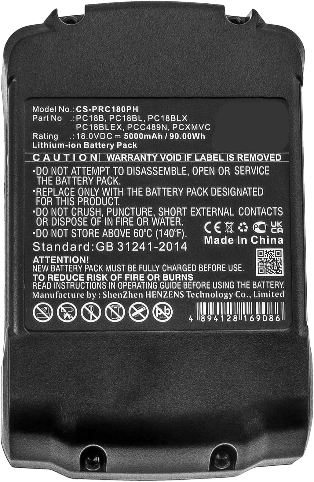 Battery Suitable for Porter Cable PC1800D, PC1800L, PC1800RS