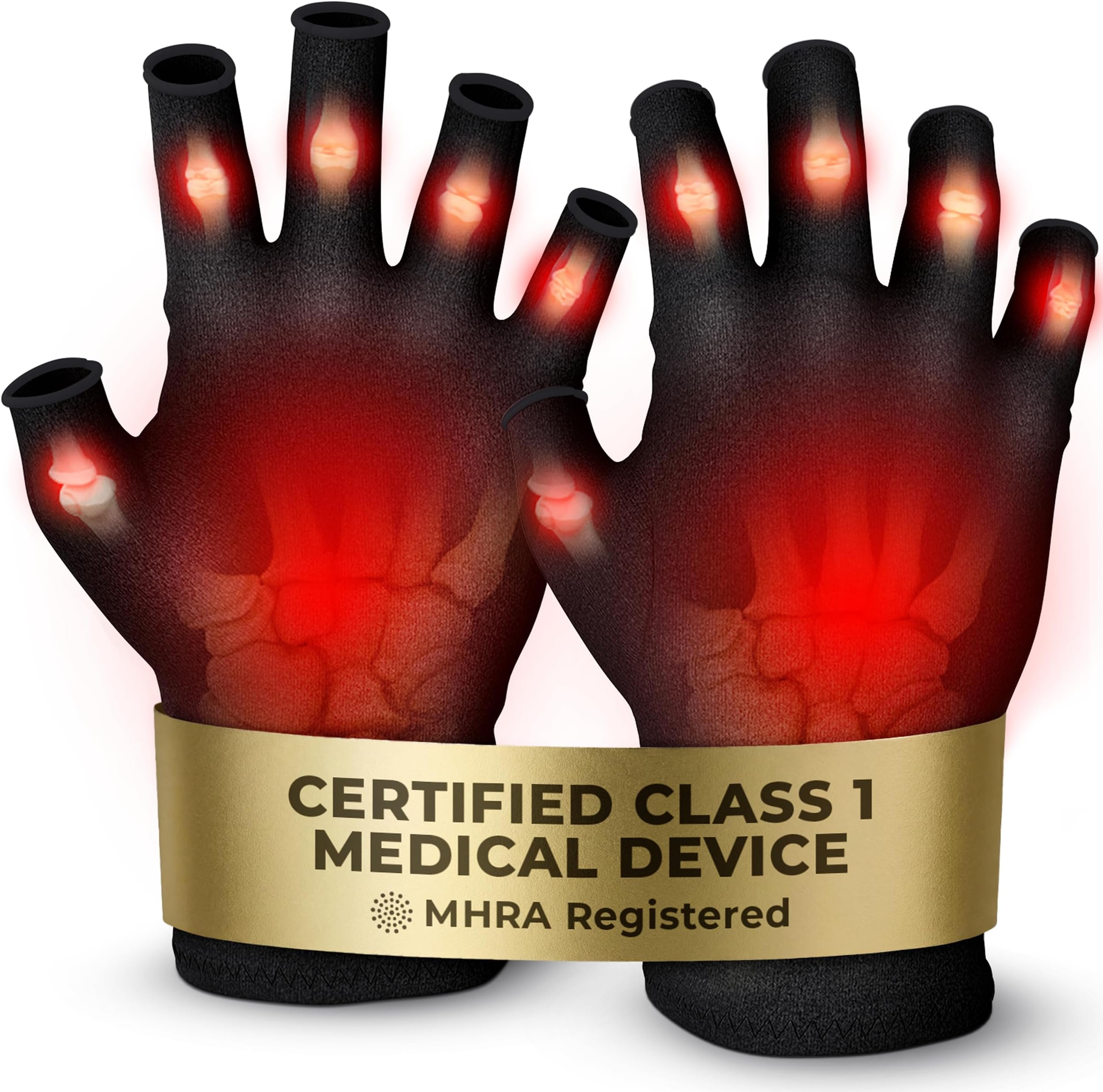 iMedic Arthritis Gloves for Men & Women - Class 1 Medical Device - MHRA Registered – Large Fingerless Compression Gloves for Everyday Use – Relieve Arthritis Pain & Improve Mobility - Black