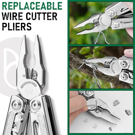 BiBURY Tool Multitools Foldable Stainless Steel Pliers Multifunctional with Improved Scissors and Screwdriver Birthday Gift Gift for Dad Men Camping Hiking Outdoor