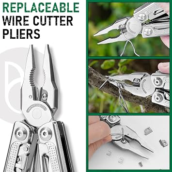 BiBURY Tool Multitools Foldable Stainless Steel Pliers Multifunctional with Improved Scissors and Screwdriver Birthday Gift Gift for Dad Men Camping Hiking Outdoor
