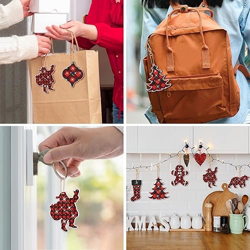 Miniatura 7 de clothmile Kit de 12 llaveros de diamantes de Navidad, caramelo de Navidad, diamante 5D, bricolaje, bricolaje, bricolaje, bricolaje, bricolaje,