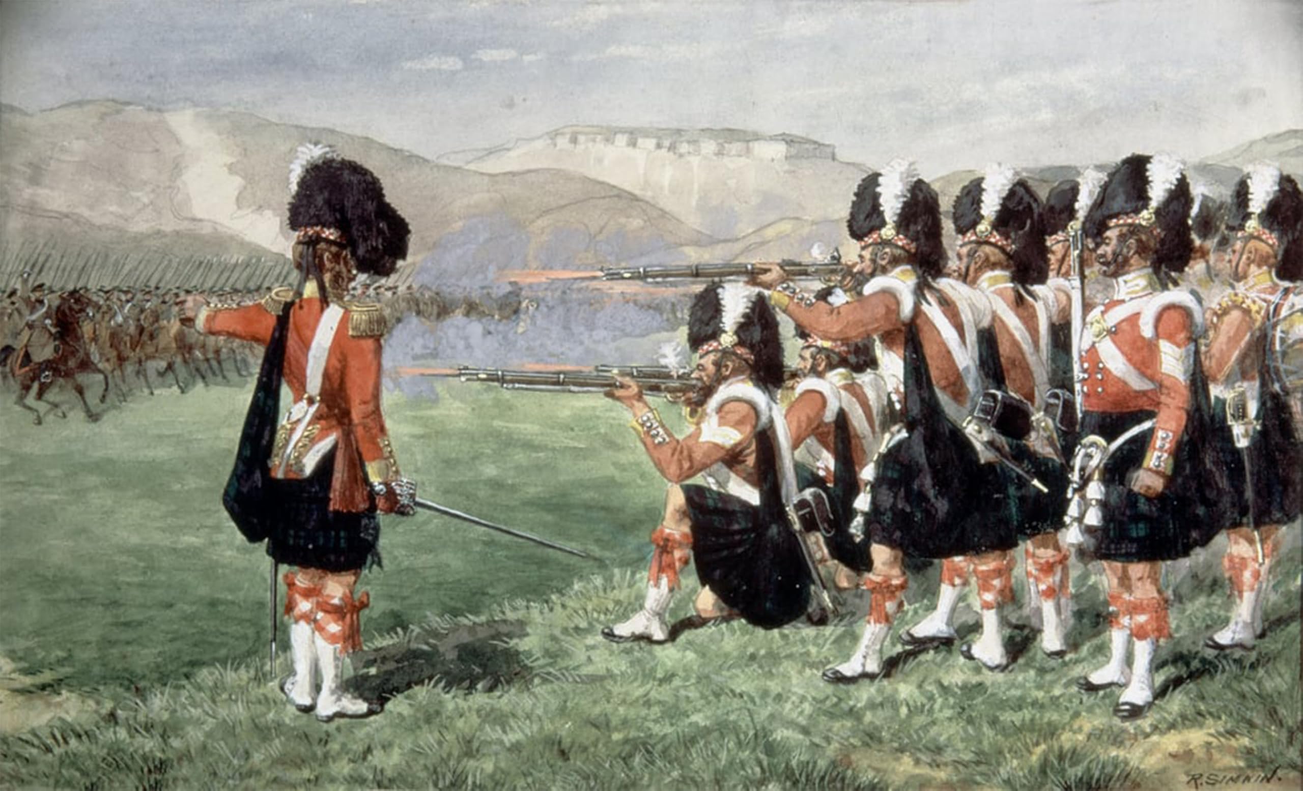 ARTXLXXBN Famous Prints Artwork Pictures Poster Painting Art the Thin Red Line by Richard Simkin Artwork Landscape Pictures for Home Decor 60x90cm