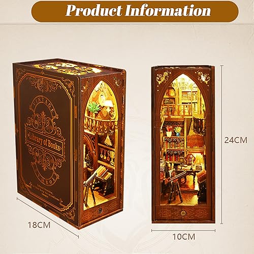 Miniatura 2 de ISSEVE DIY Book Nook Kit, 3D Wooden Puzzle DIY Miniature House Kit for Book Nook Shelf Insert Decoration, Magic Book House Stand Bookshelf Dollhouse
