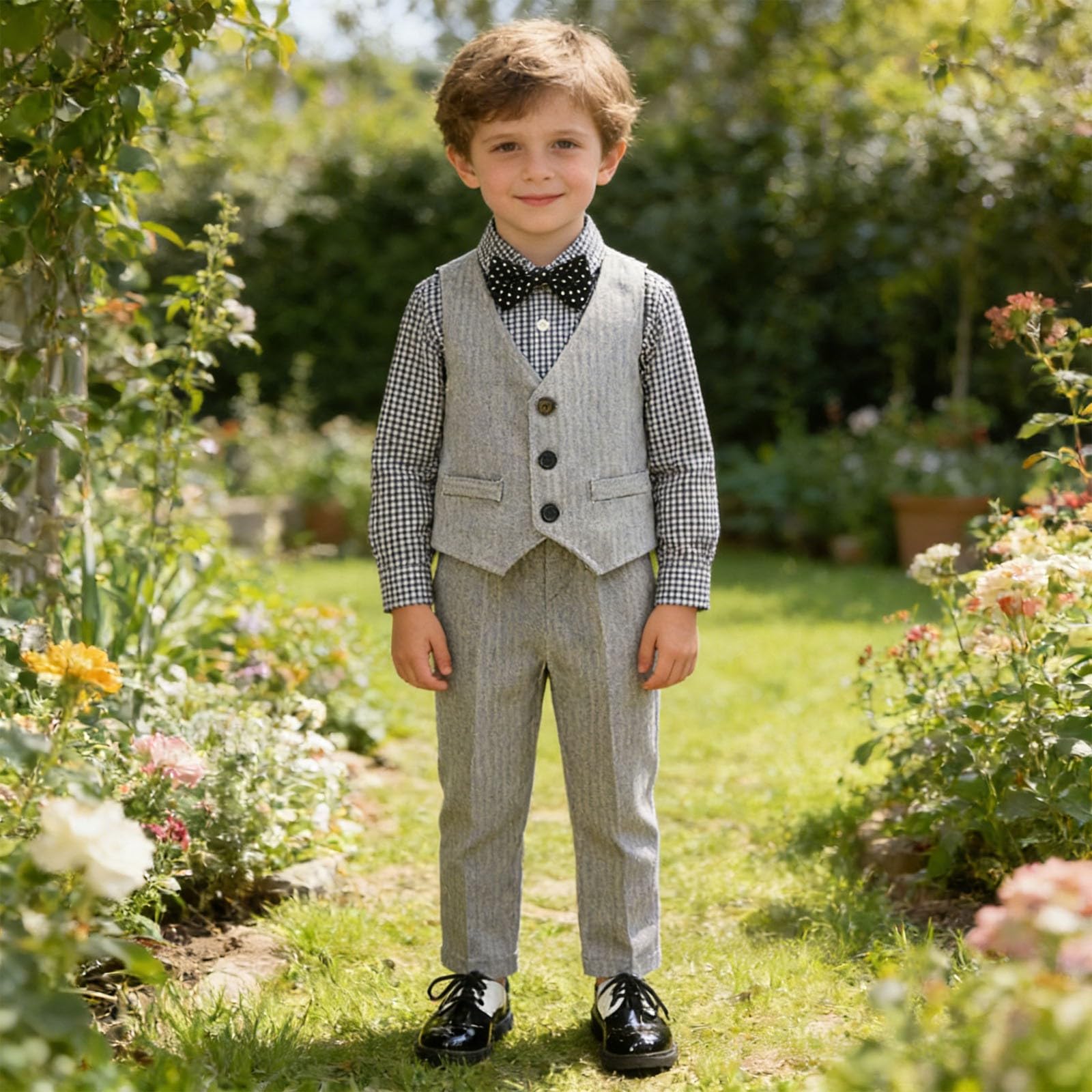 Generisch Kinder Anzug Set Junge,Elegante Jungenweste FüR HochzeitsgäSte Und Partys FüR Kleinkinder Und Junge Jungen Mit Knopfverschluss