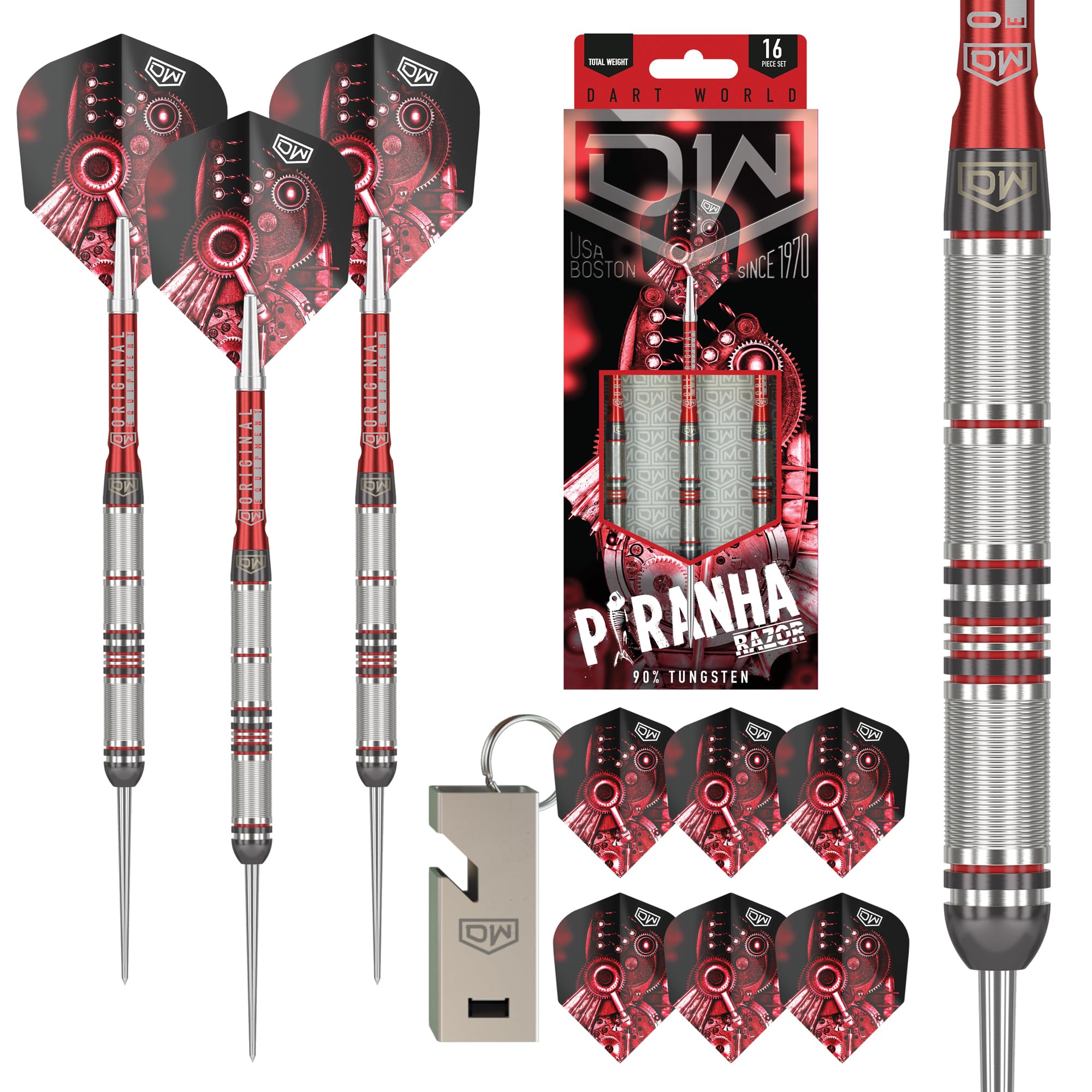 DWPiranha Razor 90% Tungsten Steel Tip Darts, Precision Balanced, Accurate and Durable - Perfect for Professional and Recreational Players