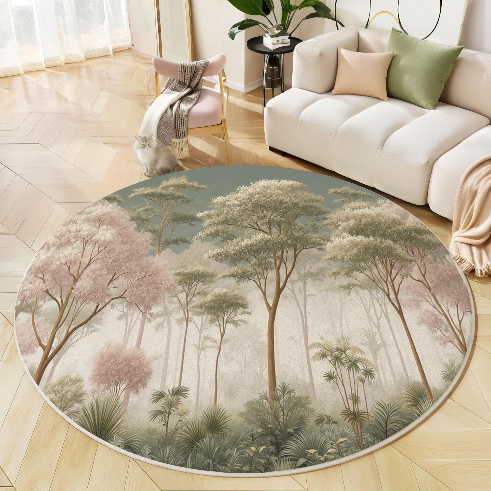 Tapis rond enfant moelleux et antidérapant vert sauge 100 cm