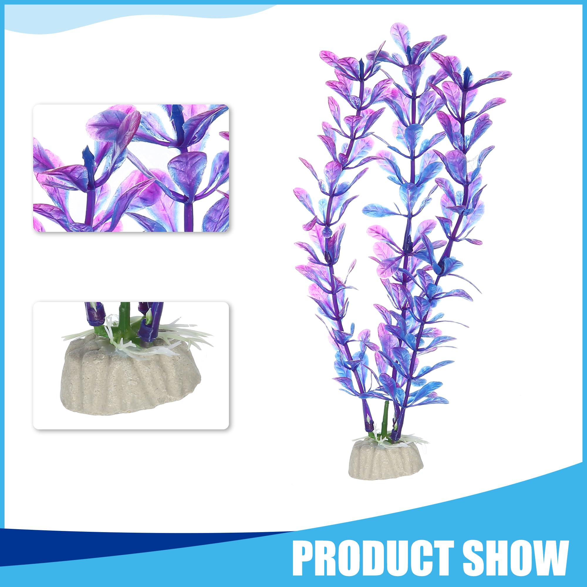 CAPASTEC Fish Tank Aquarium Decorations Artificial Plants, Plastic Artificial Water Plants for Aquarium 6.10x7.28Inch (Purple) - Image 2