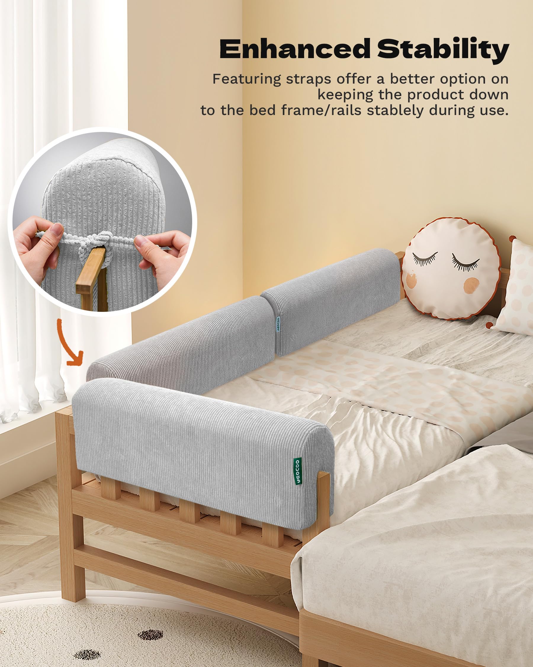 AEOCOO Bed Bumper for Toddlers Bunk Bed and Loft Bed Bumpers Protector, Premium Soft Memory Foam - Anti-bump - Image 4