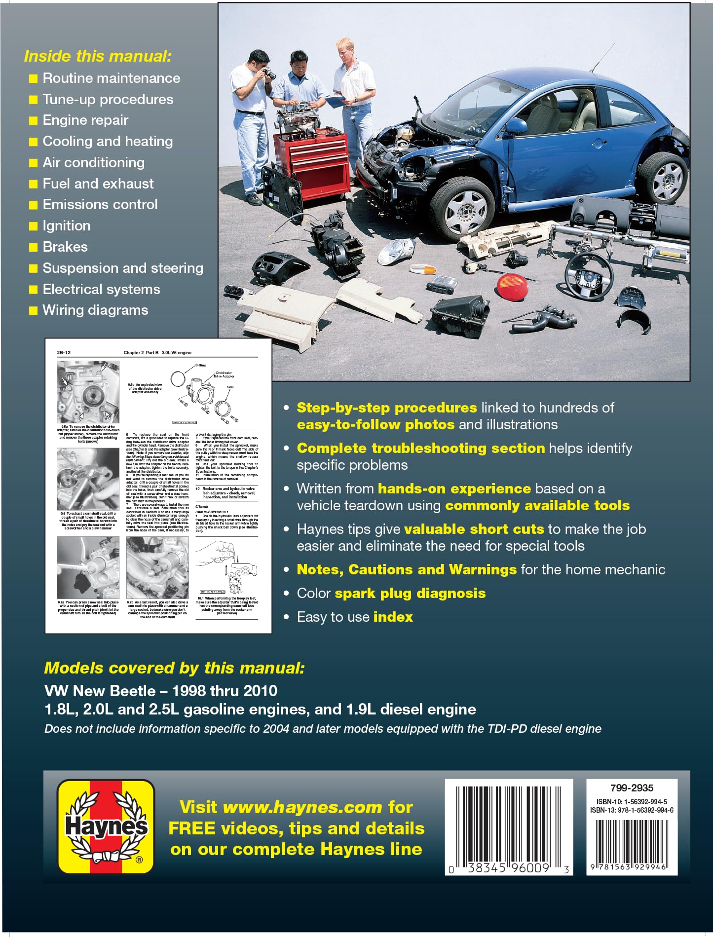 Amazon.com: VW New Beetle 1998 thru 2010 Haynes Repair Manual: All