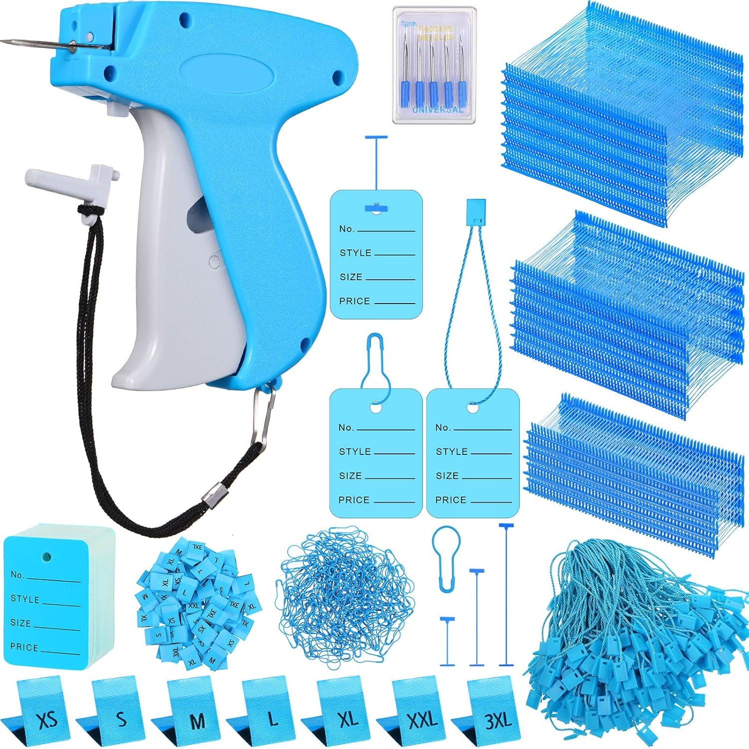 Chumia 3576 Pcs Tagging Guns for Clothes Labels Attacher Stitch Guns for Clothing with 3000 Barbs, 5 Needles and 100 Price Tags, Sewing Kit for Retail Stores, Garage Yard Sales(Sky Blue)