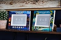 Vista 4 de R and R Imports Pastos Puerto Rico Souvenir - Marco de fotos de madera con diseño de coordenadas de 4 x 6 pulgadas