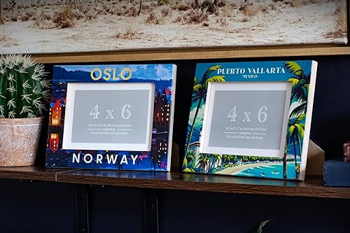 Miniatura 4 de R and R Imports Ensenada New Mexico Souvenir Marco de fotos de madera con brújula diseño de coordenadas de 4 x 6 pulgadas