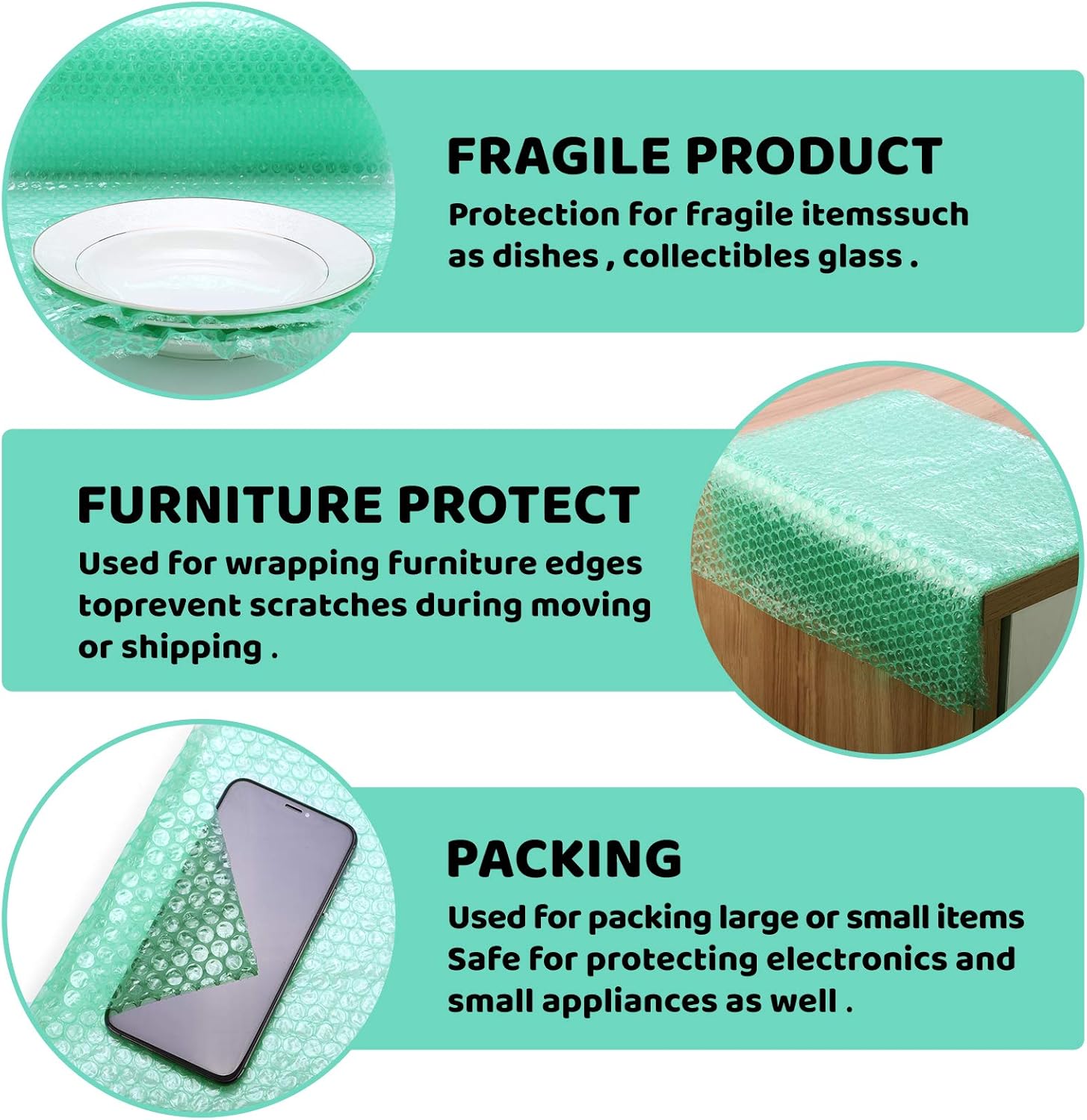 Metronic Bubble Cushioning Wrap Roll 12x72 FT Anti-Static Bubble Roll 12×12", 2 Rolls Air Bubble Cushioning Roll, 20 Fragile Sticker Labels,Moving Supplies Cushioning Wrap for Packing Shipping Boxes : Office Products