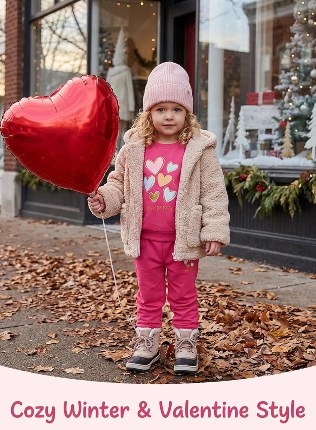 Cute Toddler Girls Pants Set - Happy Valentines Day Heart Letter Little Kids Clothes Long Sleeve Outfits 2-6 Years - Image 7