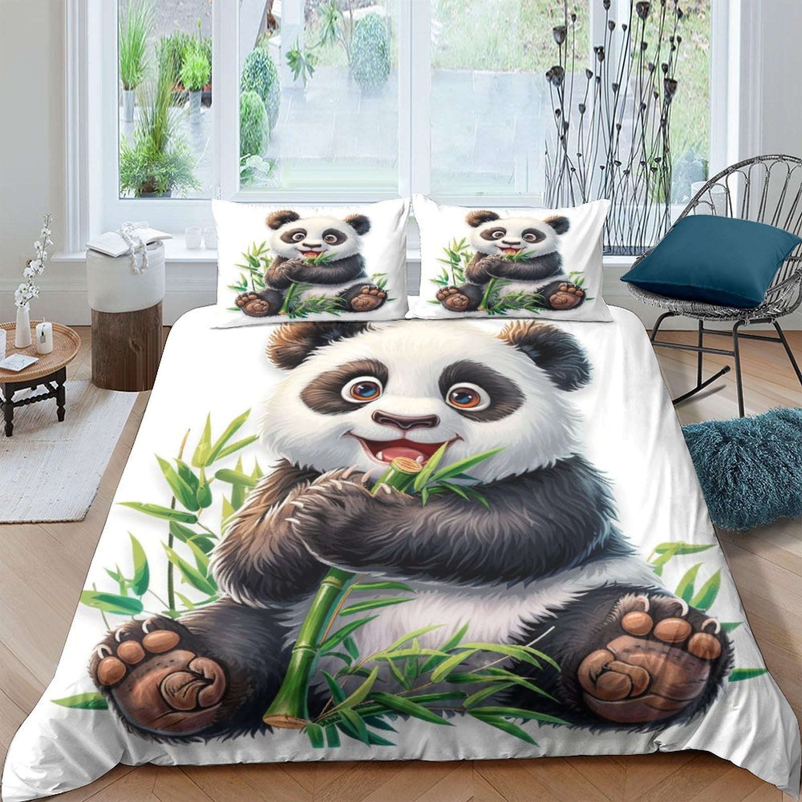 Housse de couette 200x200cm panda 3D : finissez-en avec le repassage et les fermetures cassées