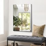 BONEWEI Frameless Miroir de salle de bains, 20x28 miroir rectangle pouces, Miroir mural avec bord poli biseauté, Miroir Vanitypour salle de bains, Salon, Entrée, Chambre, Hall, Cheminée