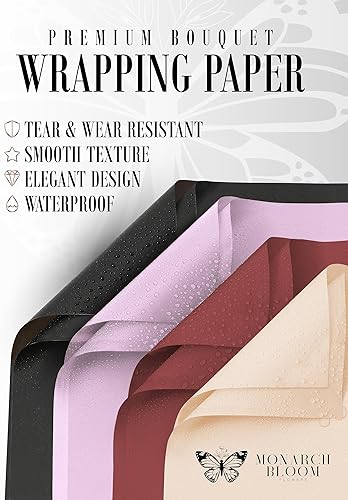 Miniatura 7 de Monarch Bloom Flowers Papel de regalo para ramos, papel de flores mate de alta calidad, papel de regalo floral impermeable, 20 hojas de doble cara
