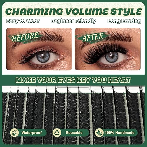Miniatura 4 de 280 racimos de pestañas KEYYOU 100D rizo D 9-18 MIX pestañas gruesas súper suaves extensiones de pestañas para bricolaje en casa (100D-D, 9-18 MIX)