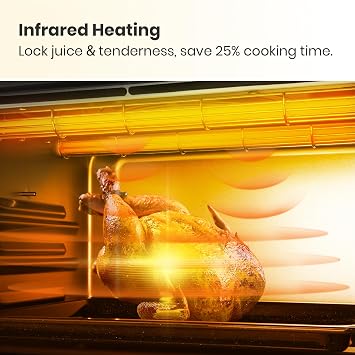 VAL CUCINA Retro 26.3 QT Infrared Heating Air Fryer Toaster Oven,Large Countertop Convection Oven 10-in-1 Combo, 6-Slice Toast, Enamel Baking Pan Easy Clean with Recipe Book, Almond Yellow Color