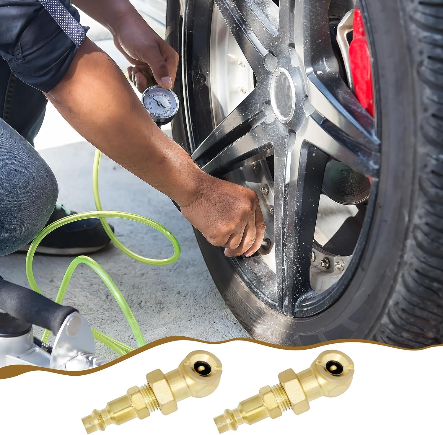 2Pcs Closed Air Chuck, 1/4" FNPT Portable Closed Flow Tire Chuck Inflator Nozzle, Solid Metal Closed Ball Air Chuck, Tire Inflator Gauge Nozzle for Air Compressor Accessories