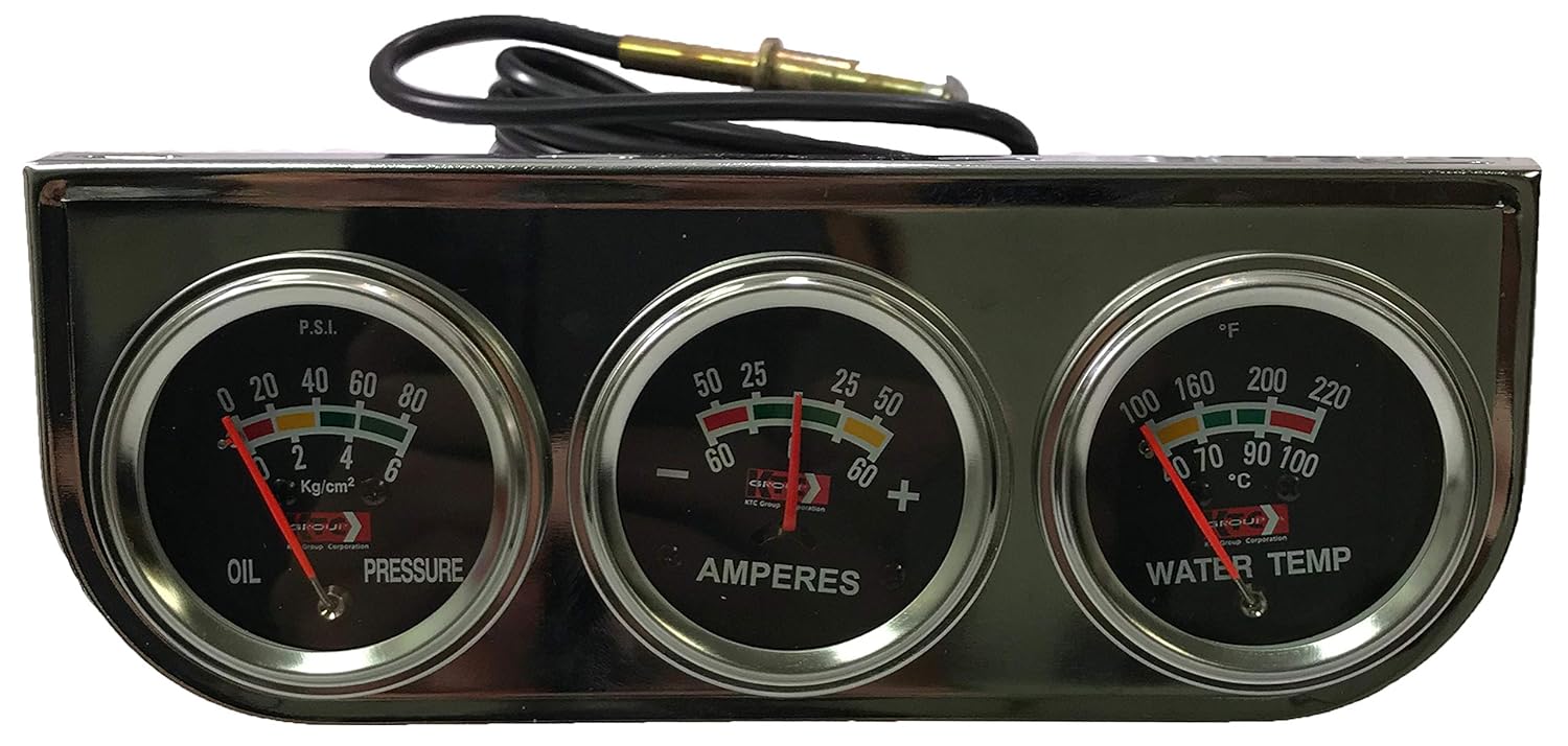 ShercoAuto Universal Chrome 2" Triple Gauge Set Water