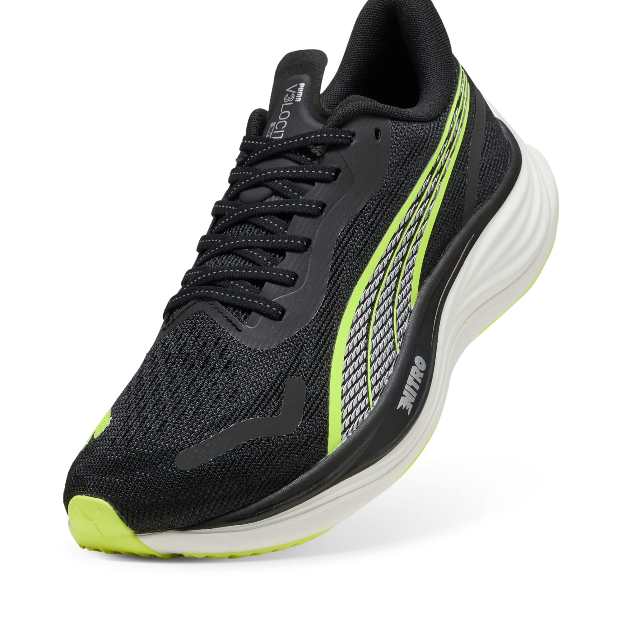Puma Uomini Velocity Nitro 3 Scarpe Da Corsa Sneaker Neutral Puma Black-Yellow Alert - Nero