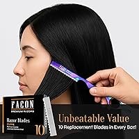Vista 5 de Facón - Navajas para cortar el cabello - Juego profesional de navajas para peinado con 11 cuchillas de repuesto, herramienta de corte de cabello