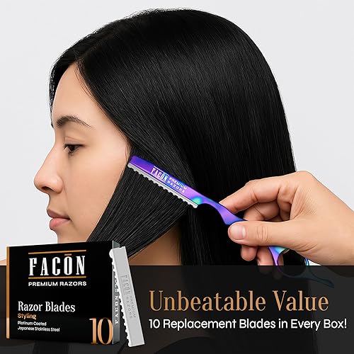 Miniatura 5 de Facón - Maquinilla de afeitar profesional para estilizar el cabello, texturizante, 10 cuchillas de repuesto