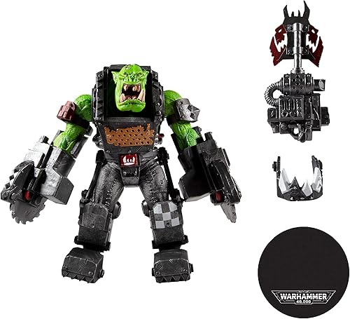 Miniatura 7 de Warhammer 40,000 Ork Meganob con Buzzsaw y Base Mega figura de acción