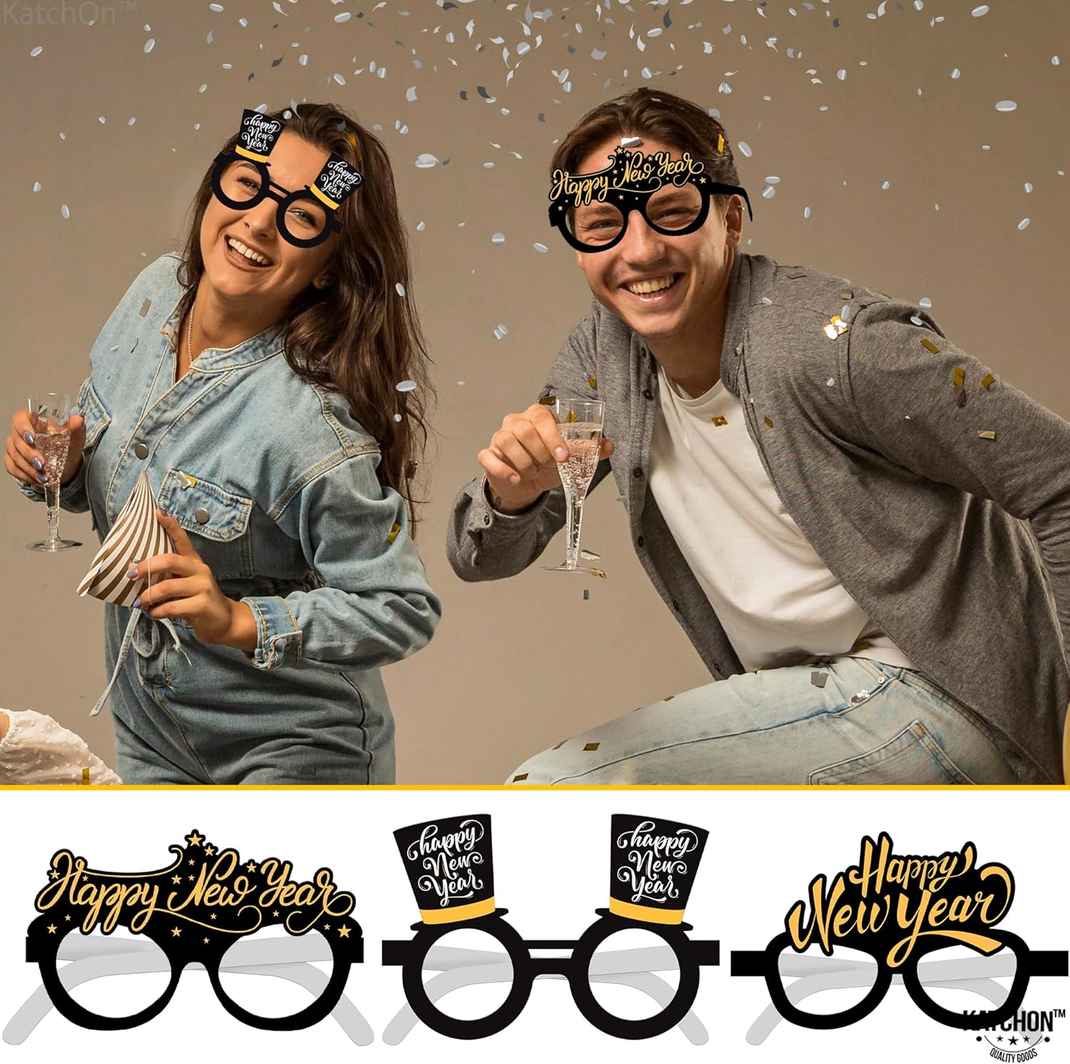 KatchOn, 2026 Glasses New Years - Pack of 12 | Happy New Year Eyeglasses 2026 for New Years Eve Party Supplies 2026 | NYE Party Glasses | Happy New Years Decorations 2026 | NYE Decorations 2026 - Image 6