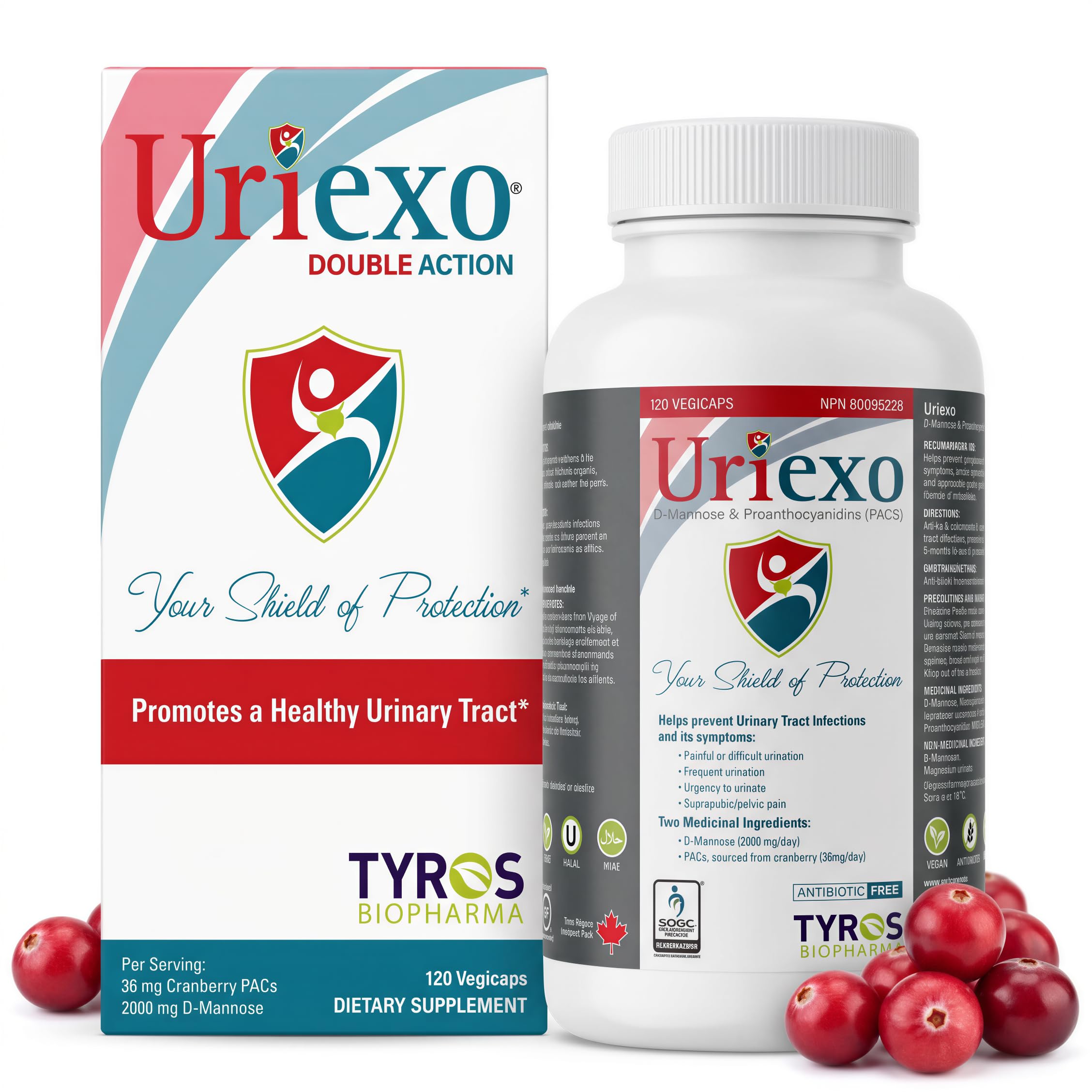 Uriexo Cranberry PACs & D-Mannose for Urinary Tract Health, 30-Day Supply